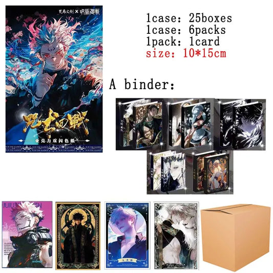 Fanxi Wen Chuang Jujutsu Kaisen Collection Card Booster Box Male God Acrylic Double Flash Paper Trading Card Games