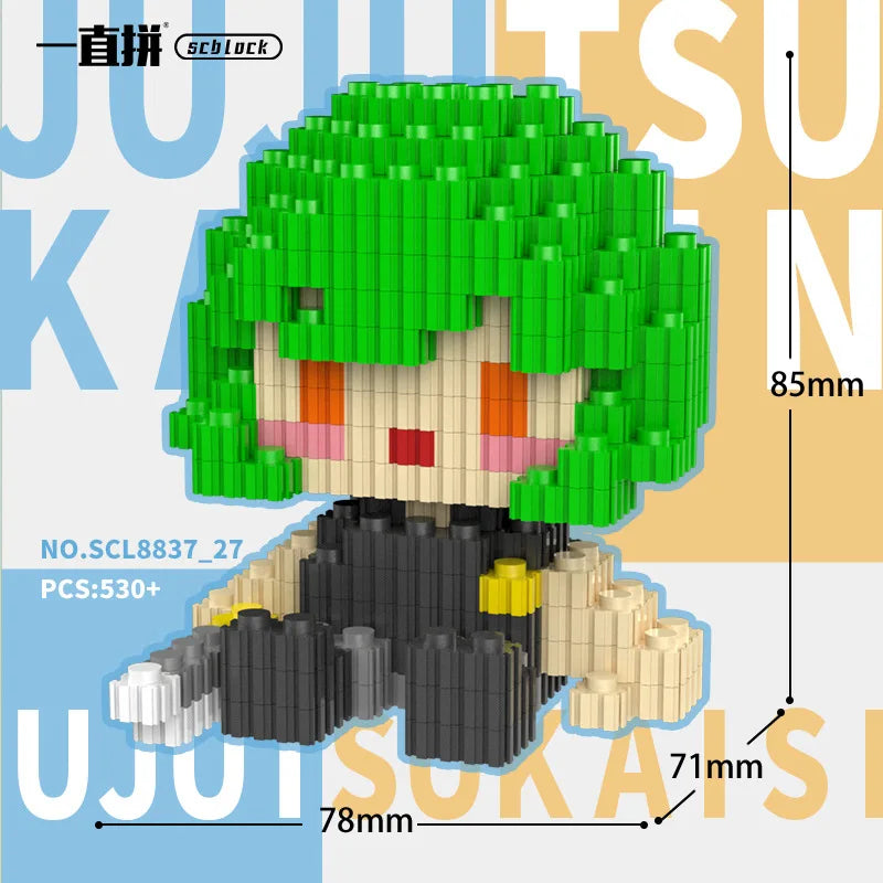 JX TOY Anime Jujustu Micro Bloc de Construction Ornements de Bureau à Collectionner Statue Gojo Satoru Poupée Itadori Yuji Bloc Fushiguro Megumi