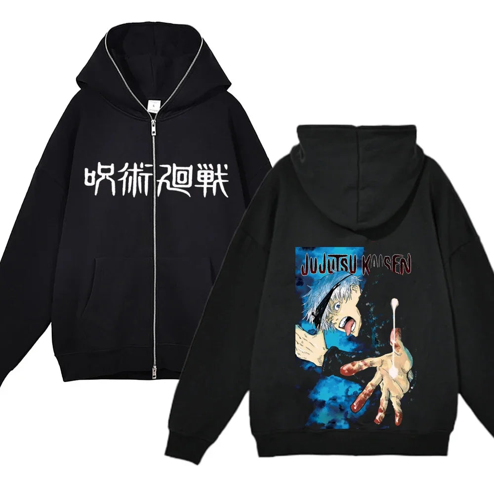 Anime Gojo Satoru Sweatshirts Jujutsu Kaisen Zipper Jackets Gojo Hoodies Thin Fleece Hoodie Zip Up Y2k Hoodies Anime Sweaters - Jujutsu Kaisen Merch - Free Shipping Buy Now