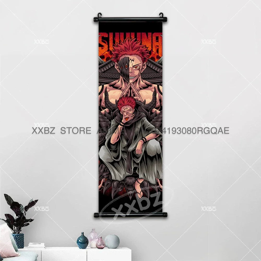 Jujutsu Kaisen Anime Poster Itadori Yuji Wall Art Fushiguro Megumi Room Decor Gojo Satoru Hanging Painting Nobara Scroll Picture