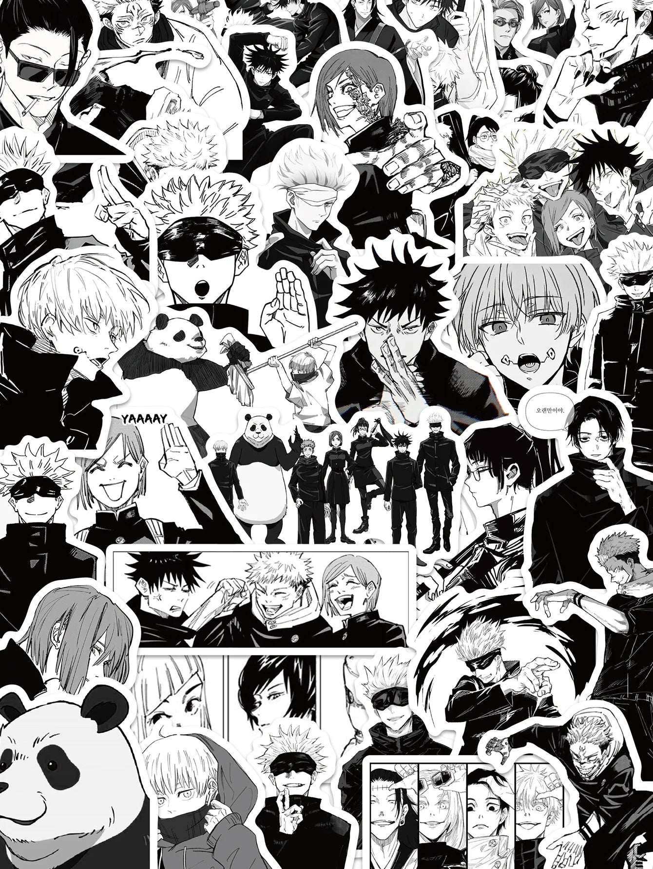 50/100PCS anime Jujutsu Kaisen stickers black and white style graffiti stickers DIY car phone laptop skateboard guitar stickers