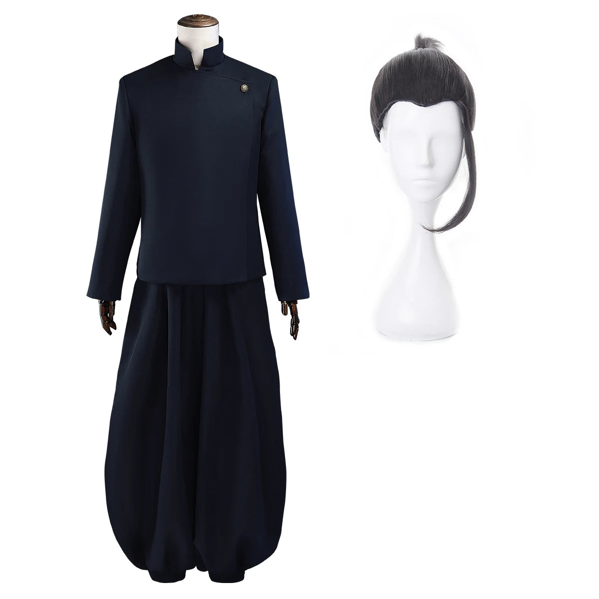 HOLOUN Jujutsu JJK Manga Anime Suguru Geto Satoru Gojo Cosplay Costume Wig Dark Blue Jacket Pants Uniform Rose Net Halloween - Jujutsu Kaisen Merch - Free Shipping Buy Now