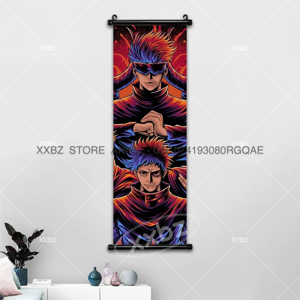 Jujutsu Kaisen Anime Poster Itadori Yuji Wall Art Fushiguro Megumi Room Decor Gojo Satoru Hanging Painting Nobara Scroll Picture