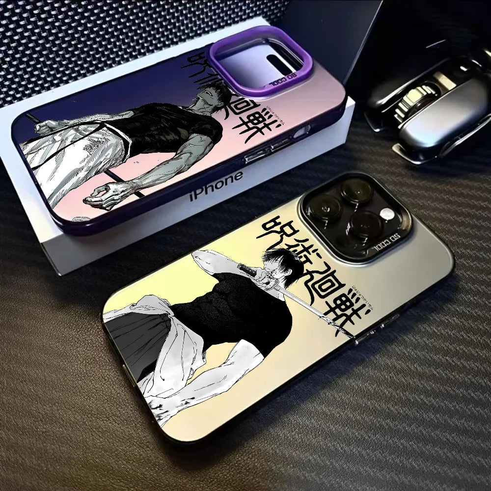Coque de téléphone Jujutsu Toji Kaisen Abraz pour iPhone 16 15 14 13 12 11 Pro Max Noir Violet Mat F-Fushiguro Candy Ultra-mince Souple