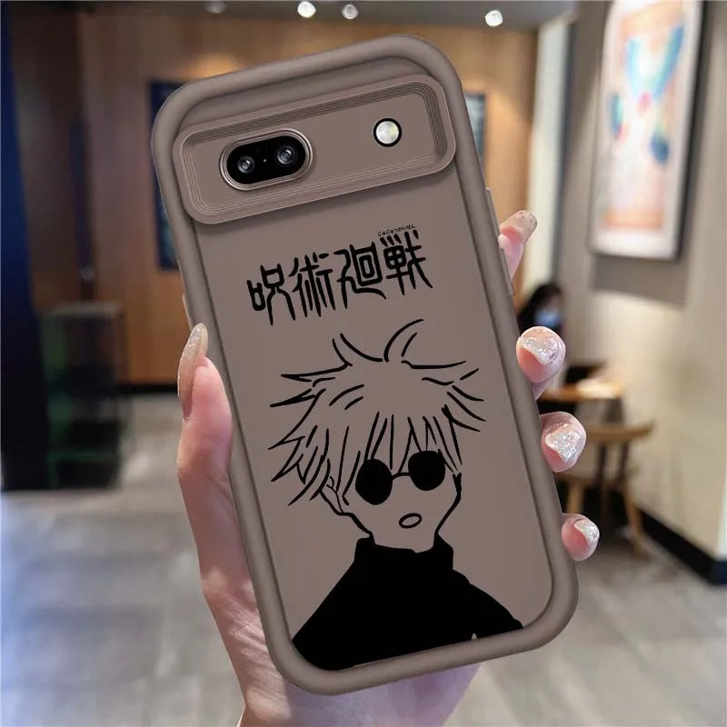 Coque de téléphone à motif d'anime Jujutsu Kaisen pour Google Pixel 9, 8A, 8, 7, 7A Pro XL 5G, motif échelle oculaire, coque souple en TPU antichoc