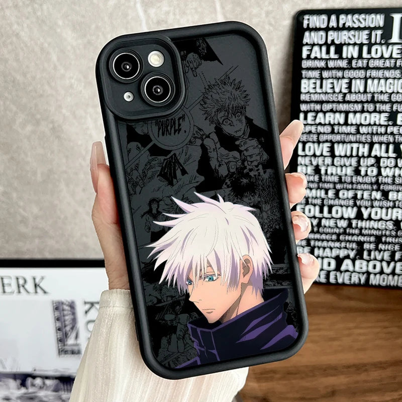 Coque souple Jujutsu Kaisen Gojo Satoru Plus pour iPhone 15, 14, 13, 12, 11, Mini, XS, XR, X, 8, 7 Pro Max