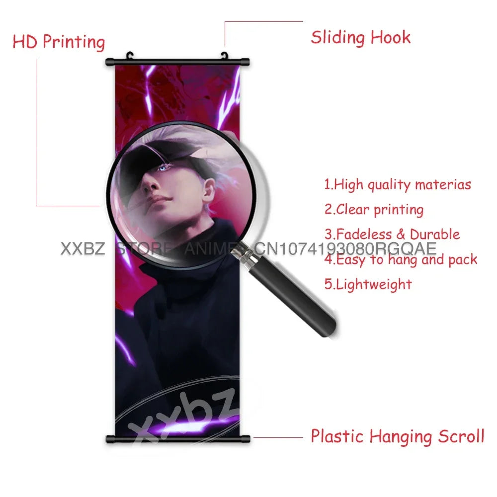 Jujutsu Kaisen Anime Poster Itadori Yuji Wall Art Fushiguro Megumi Room Decor Gojo Satoru Hanging Painting Nobara Scroll Picture
