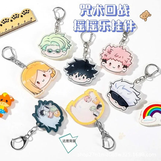 Anime Jujutsu Kaisen Gojo Satoru Acrylic Shaking Pendants Keychains Megumi Nobara Nanami Itadori Yuji Kawaii Shake Toys Gifts