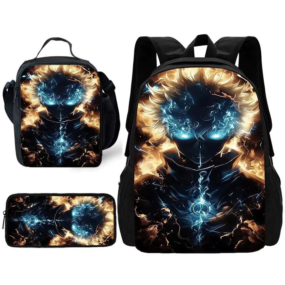 Sac à dos d'école Anime J-Jujutsu Kaisen pour enfant avec sacs à déjeuner, trousses à crayons, sacs d'école pour garçons et filles, meilleur cadeau