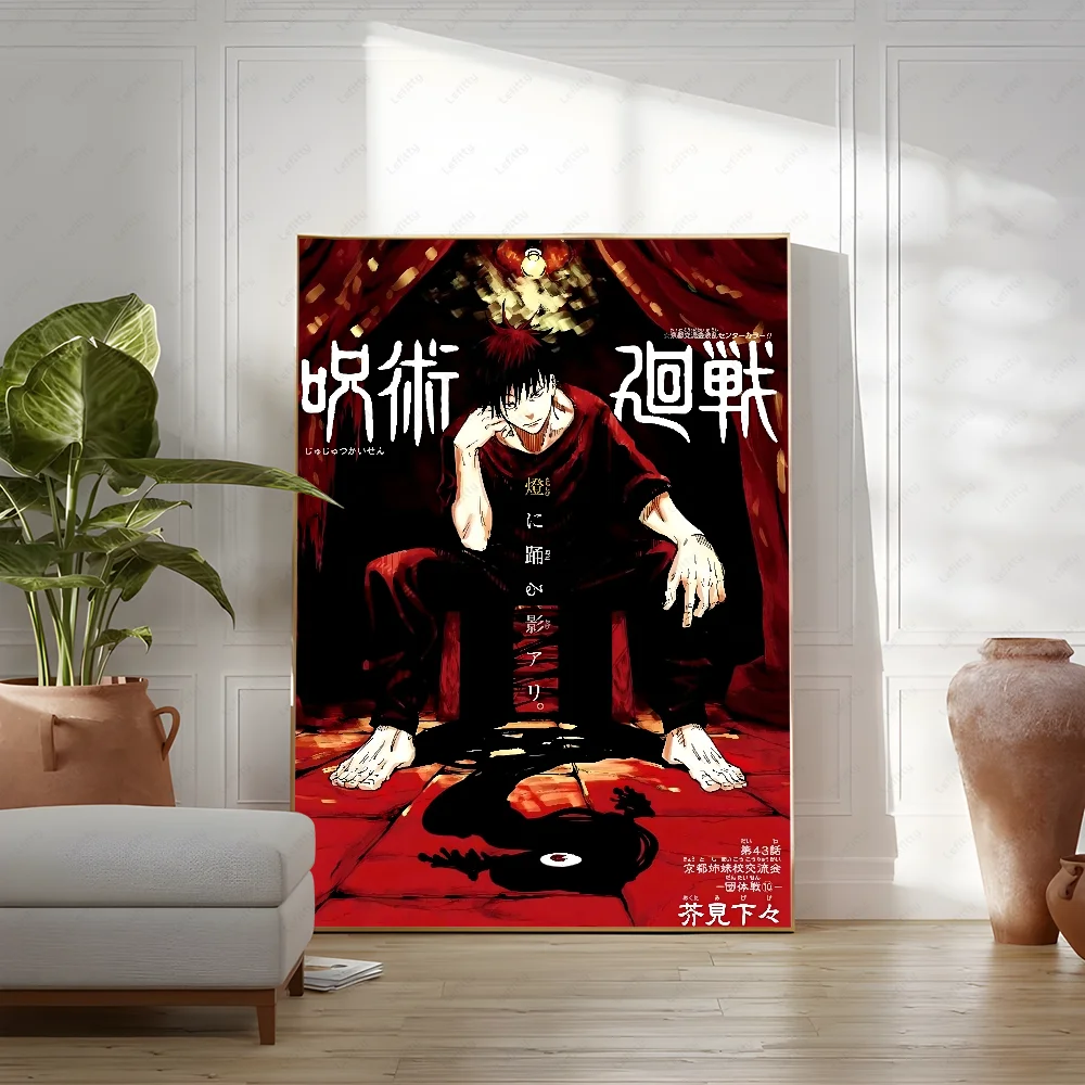 Poster Sticky Wall Art J-Jujutsu K-Kaisen Anime Printing Waterproof Home Living Bed Room Bar Aesthetic Decor