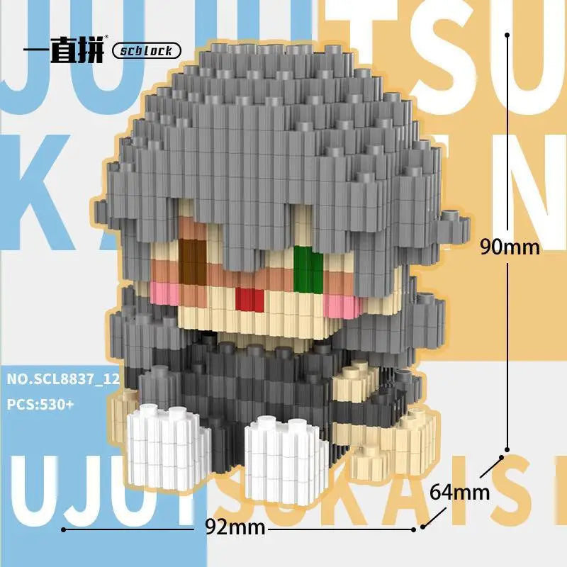 JX TOY Anime Jujustu Micro Bloc de Construction Ornements de Bureau à Collectionner Statue Gojo Satoru Poupée Itadori Yuji Bloc Fushiguro Megumi