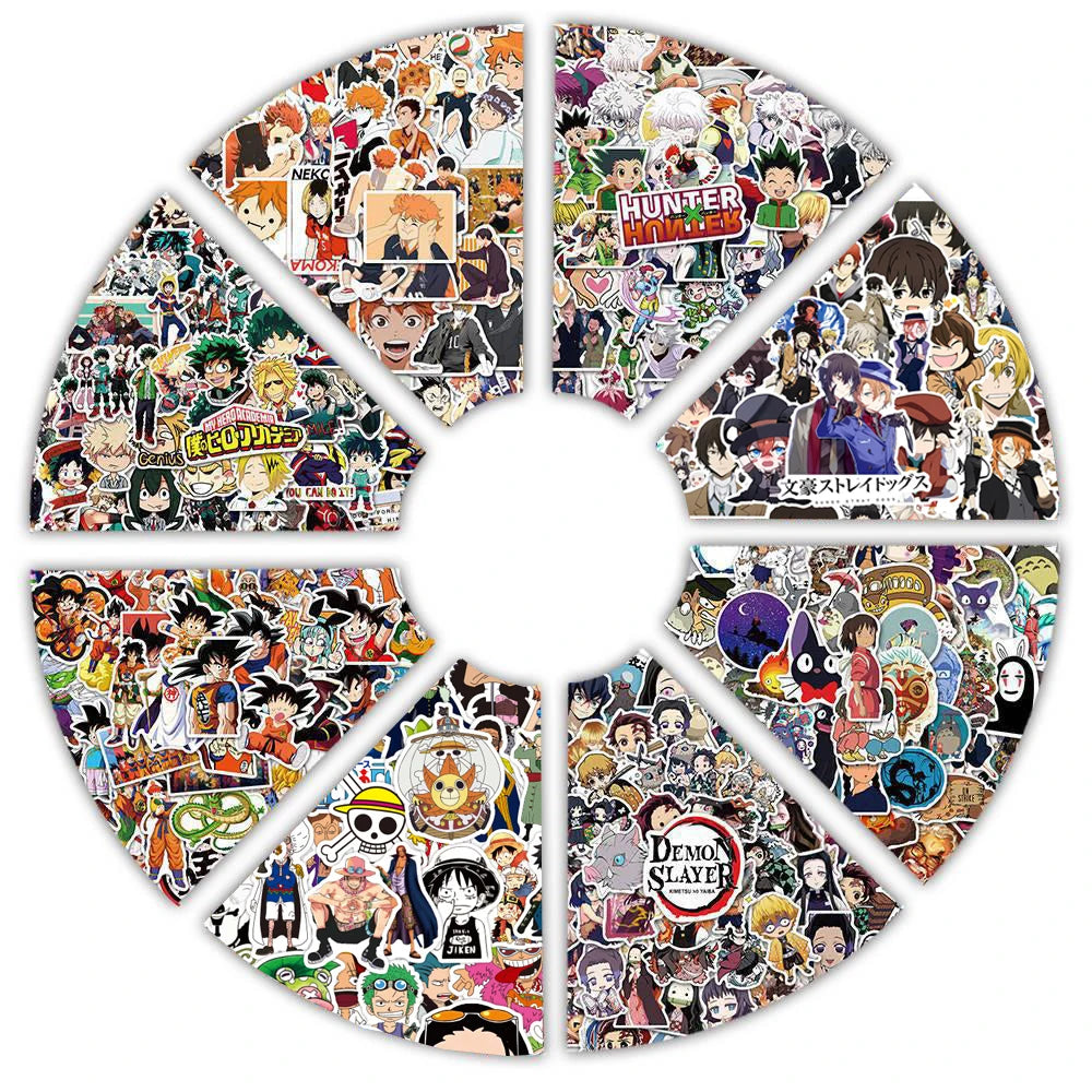Lot de 50/100 autocollants dessin animé Attack On Titan Jujutsu Kaisen, autocollants imperméables pour skateboard, ordinateur portable, voiture, moto