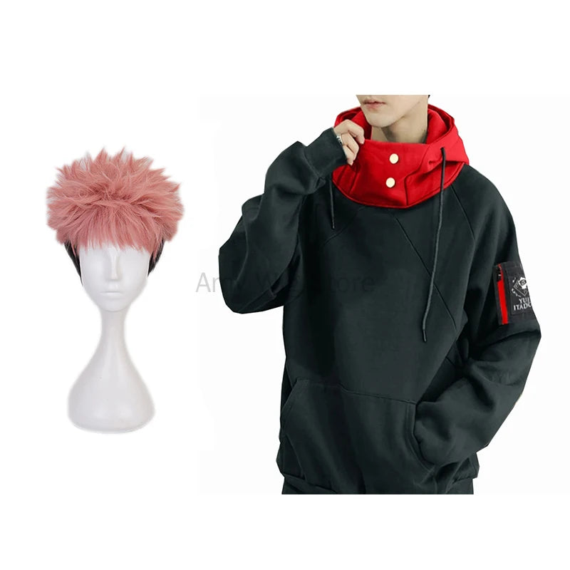 Cosplay Wig Halloween Anime Itadori Yuji Cosplay Costume Sweatshirt Adult Unisex Pullover Coat Casual Men Hoodie Jacket - Jujutsu Kaisen Merch - Free Shipping Buy Now