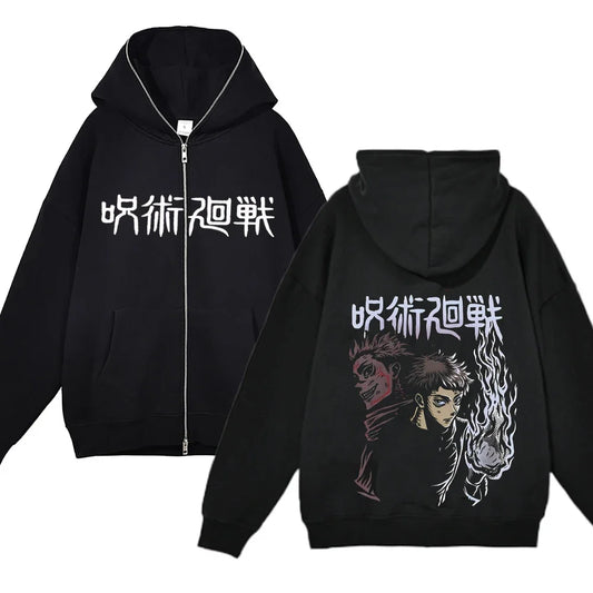 Anime Gojo Satoru Sweatshirts Jujutsu Kaisen Zipper Jackets Gojo Hoodies Thin Fleece Hoodie Zip Up Y2k Hoodies Anime Sweaters - Jujutsu Kaisen Merch - Free Shipping Buy Now