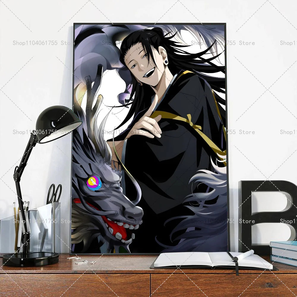 1PC Anime Jujutsu Kaisen Geto Suguru Poster Self-adhesive Art Waterproof Paper Sticker Coffee House Bar Room Wall Decor