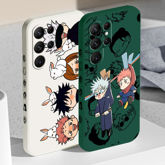 Anime Cool Jujutsu Kaisen Art Phone Case For Samsung Galaxy S25 S24  S21 S20 S23 S22 Ultra Plus FE 5G Liquid Left Rope