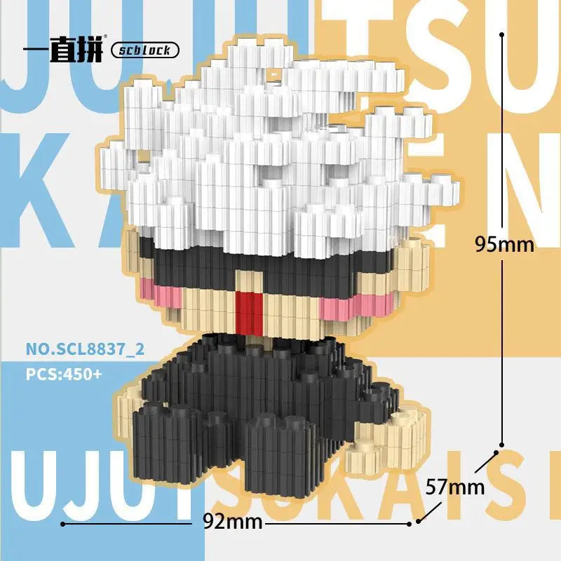 JX TOY Anime Jujustu Micro Bloc de Construction Ornements de Bureau à Collectionner Statue Gojo Satoru Poupée Itadori Yuji Bloc Fushiguro Megumi
