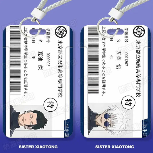 Anime Jujutsu Kaisen Itadori Yuji Satoru Gojo Kugisaki Nobara Card Holder Keychain Student ID Card  Bus Credit Card Pass Hang