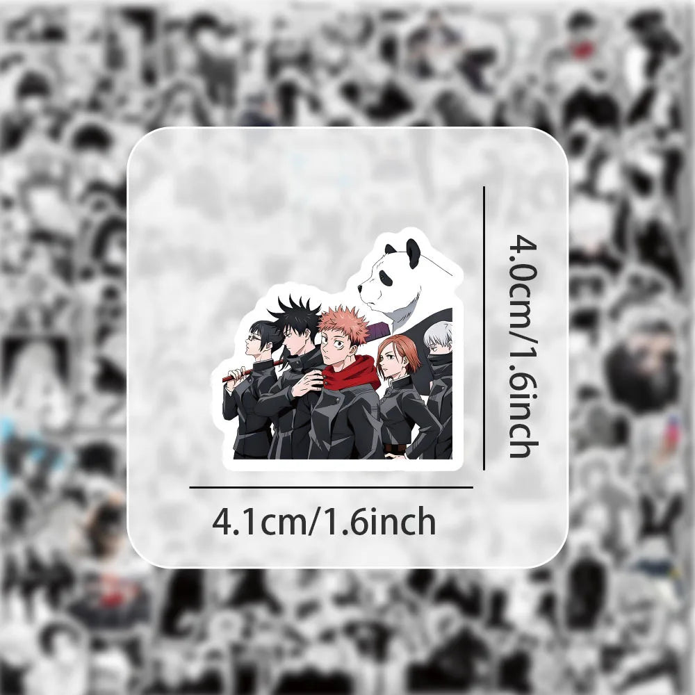 100Pcs Black and White Jujutsu Kaisen Stickers Itadori Yuji&Gojo Satoru Sticker Luggage Guitar Desktop Waterproof Sticker