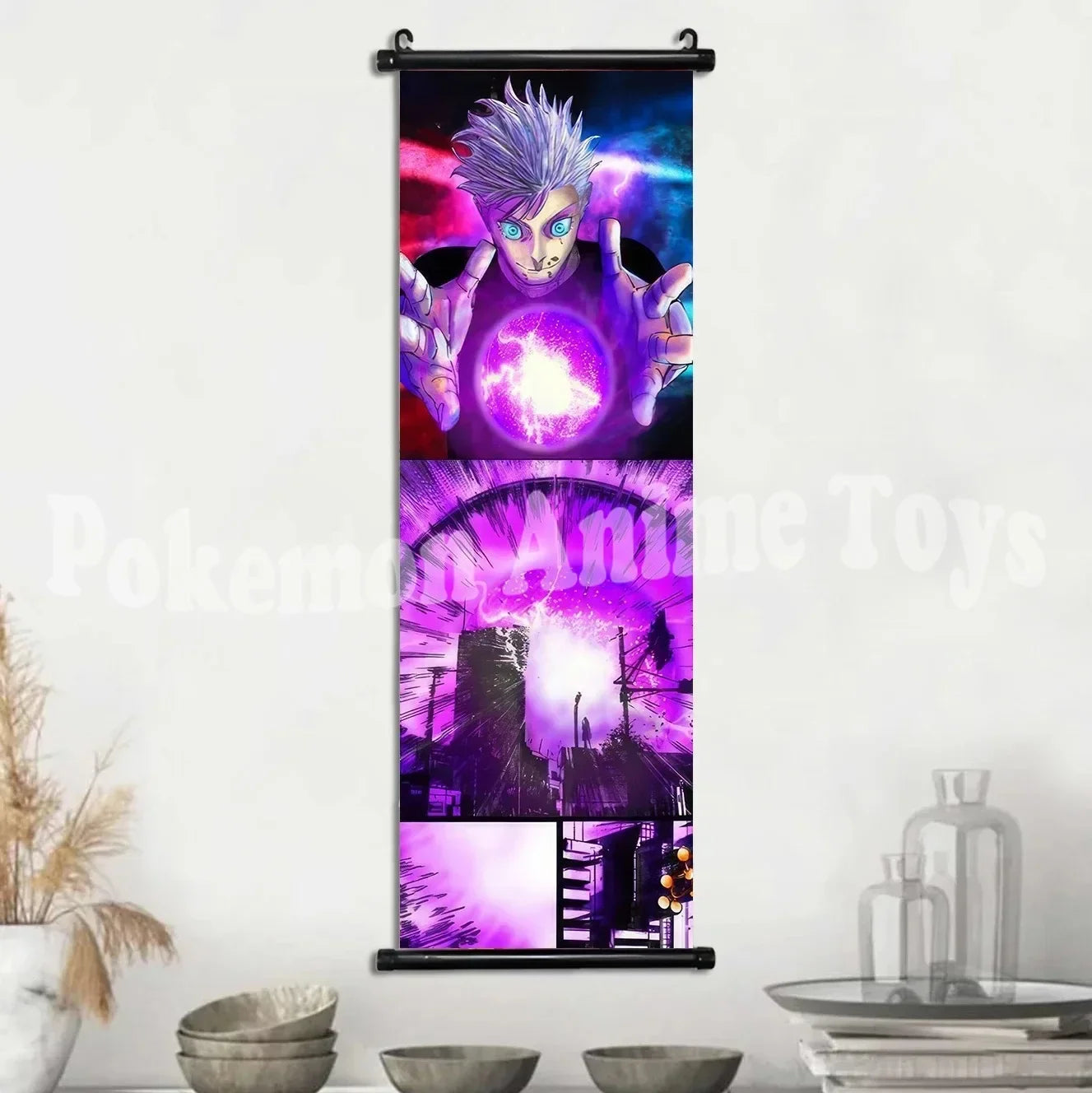 Anime J-Jujutsu Kaisen Character Gojo Satoru Room Home Decoration Mural Gift Hanging Scroll Print Canvas Poster Painting Decor