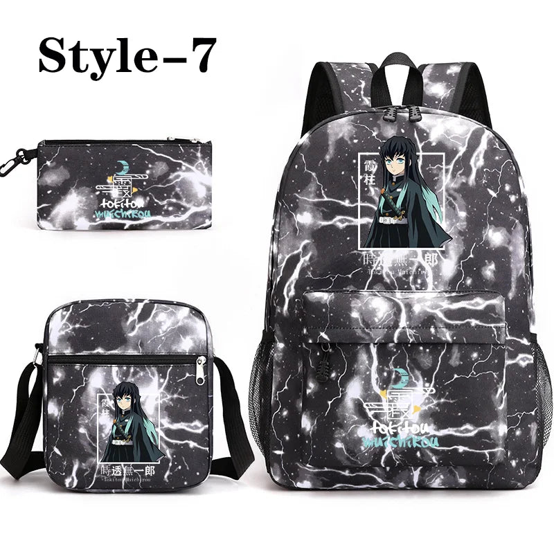 Sac à dos motif Anime Tokitou Muichirou pour adolescents, grande capacité, sac à bandoulière, sac à crayons, sacs d'école