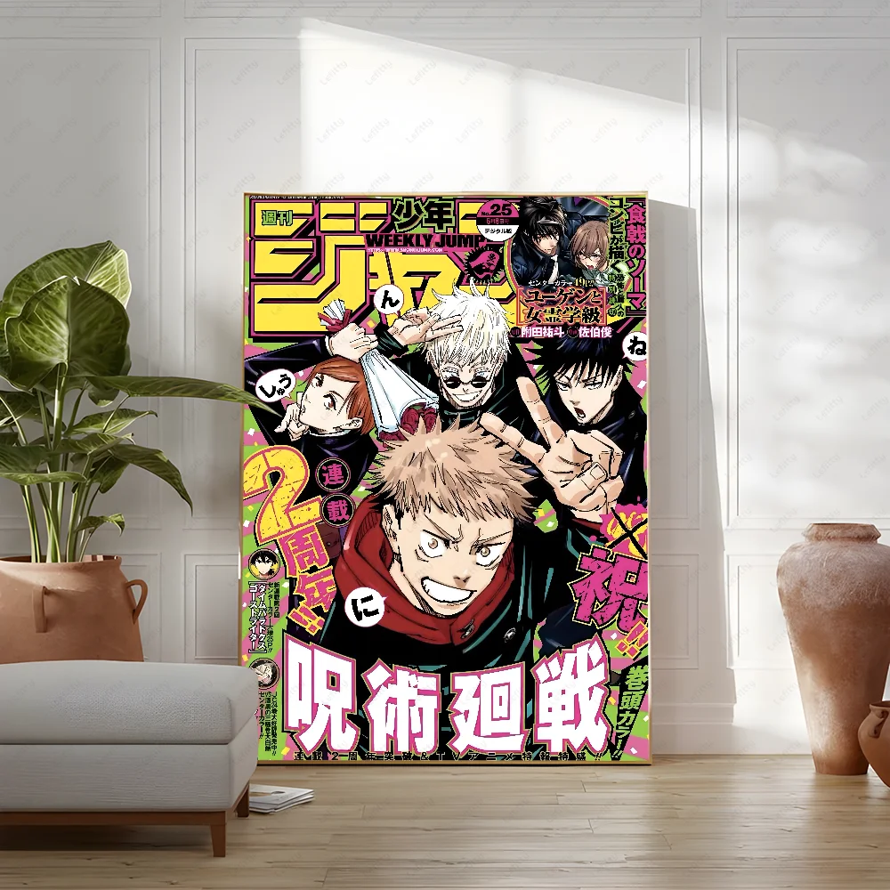 Poster Sticky Wall Art J-Jujutsu K-Kaisen Anime Printing Waterproof Home Living Bed Room Bar Aesthetic Decor