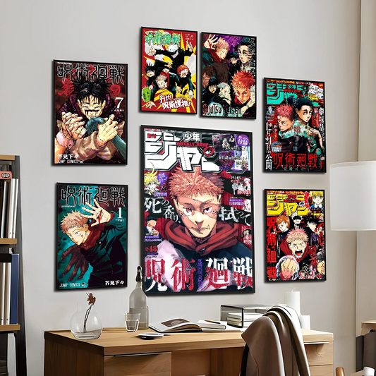 Jujutsu Kaisen Anime DIY Sticky Poster Waterproof Paper Sticker Coffee House Bar Home Decor