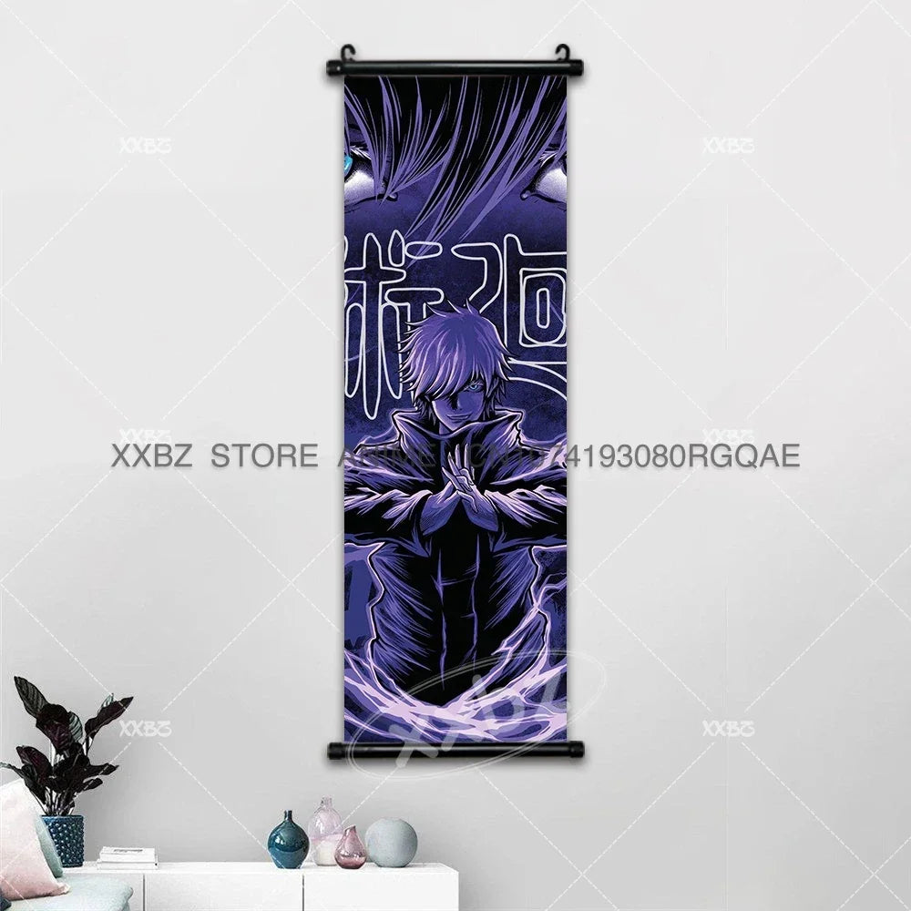 Jujutsu Kaisen Anime Poster Itadori Yuji Wall Art Fushiguro Megumi Room Decor Gojo Satoru Hanging Painting Nobara Scroll Picture