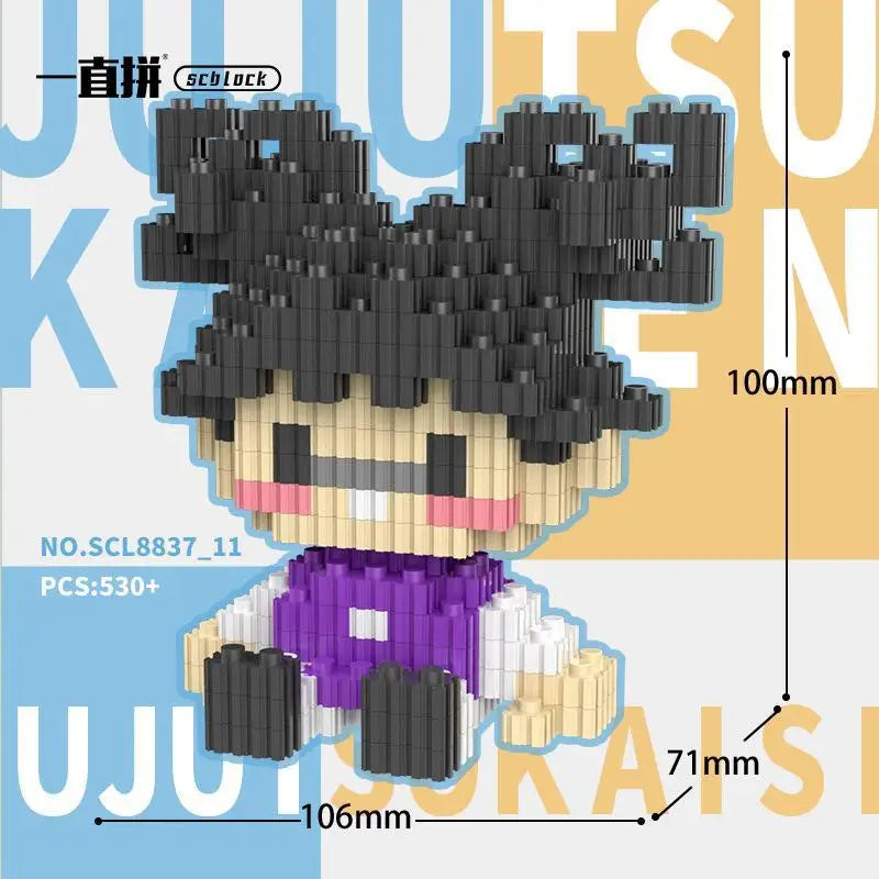 JX TOY Anime Jujustu Micro Bloc de Construction Ornements de Bureau à Collectionner Statue Gojo Satoru Poupée Itadori Yuji Bloc Fushiguro Megumi