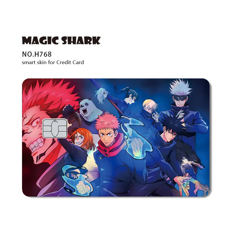 J-Jujutsu K-Kaisen Anime Laser Holographic Itadori Yuji Megumi Fushiguro Gojo Satoru Credit Debit Bank Card Sticker Film Skin