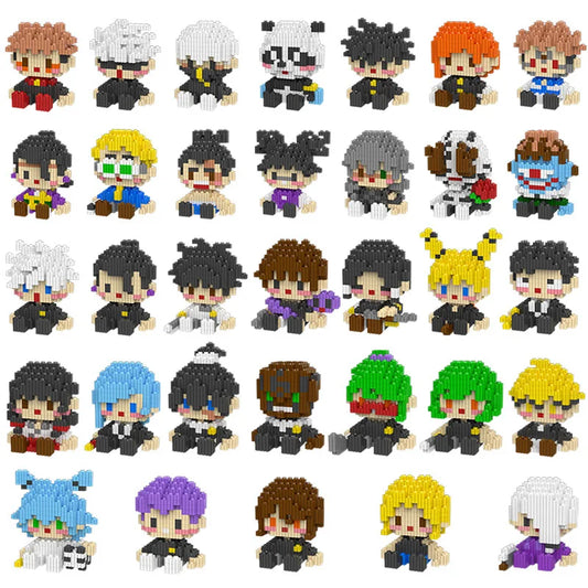 JX TOY Anime Jujustu Micro Building Block Collectible Desk Ornaments Gojo Satoru Statue Itadori Yuji Doll Fushiguro Megumi Block