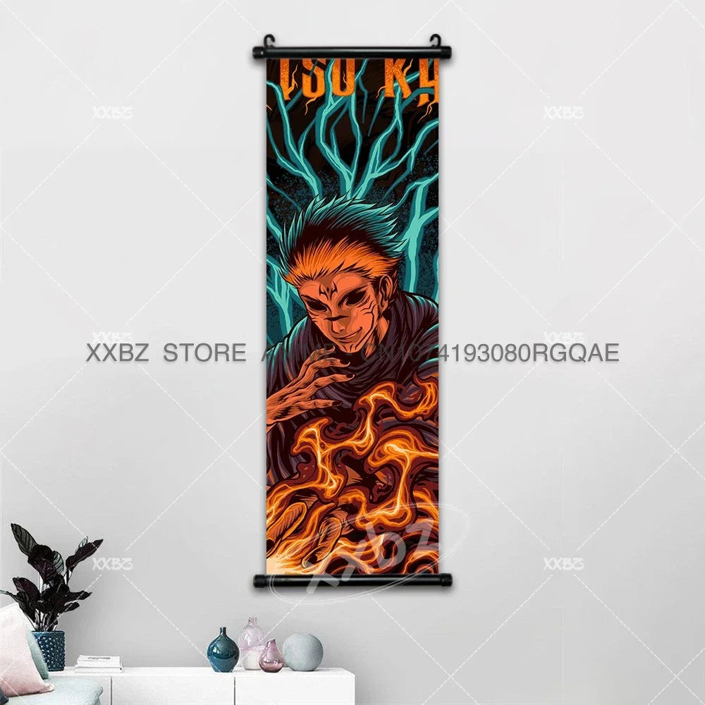 Jujutsu Kaisen Anime Poster Itadori Yuji Wall Art Fushiguro Megumi Room Decor Gojo Satoru Hanging Painting Nobara Scroll Picture