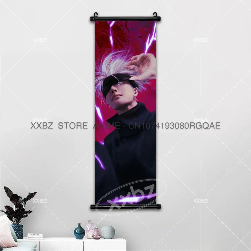 Jujutsu Kaisen Anime Poster Itadori Yuji Wall Art Fushiguro Megumi Room Decor Gojo Satoru Hanging Painting Nobara Scroll Picture