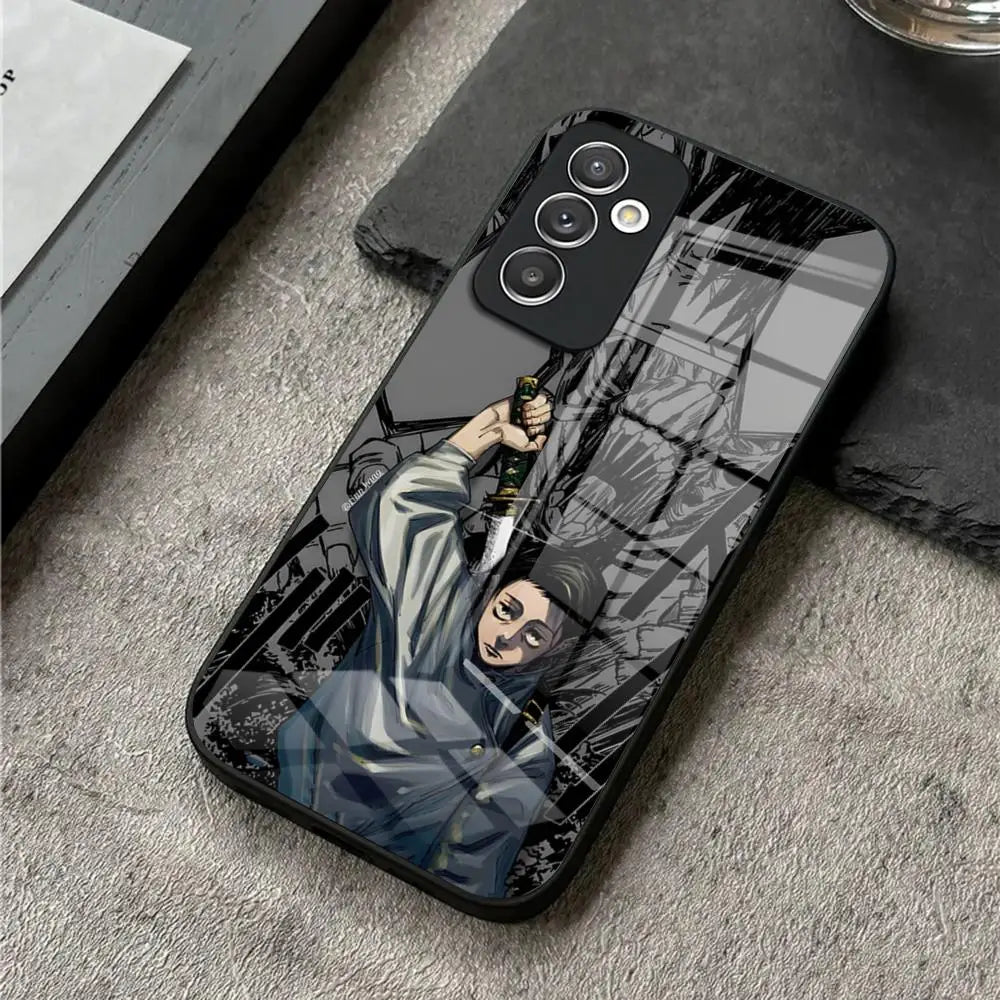 Coque de téléphone Jujutsu Kaisen en verre pour S24 Ultra, Samsung S23 Fe, S22, S20, S21 Plus, Galaxy A54, A34, A24, A53, Note 20, Yuta Okkotsu