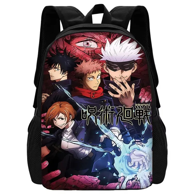 Sac à dos d'école Anime J-Jujutsu Kaisen pour enfant avec sacs à déjeuner, trousses à crayons, sacs d'école pour garçons et filles, meilleur cadeau