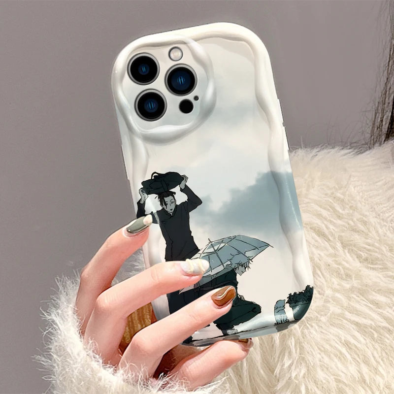 Coque de téléphone J-Jujutsu K-Kaisen Geto Gojo Wave Oil pour Apple iPhone 15 14 13 12 11 XS XR X Pro Max Plus