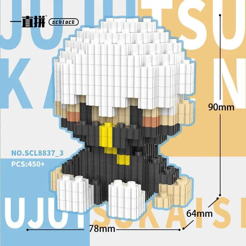 JX TOY Anime Jujustu Micro Bloc de Construction Ornements de Bureau à Collectionner Statue Gojo Satoru Poupée Itadori Yuji Bloc Fushiguro Megumi