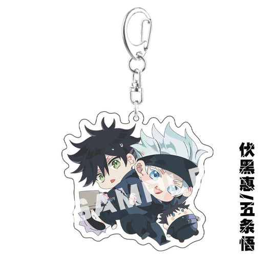 Anime Keychain Sukuna Geto Women Men Key Chain Cartoon Double Sided Pendant Key Holder Acrylic Jewelry For Kids Birthday Gifts