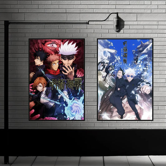 Poster Sticky Wall Art J-Jujutsu K-Kaisen Anime Printing Waterproof Home Living Bed Room Bar Aesthetic Decor