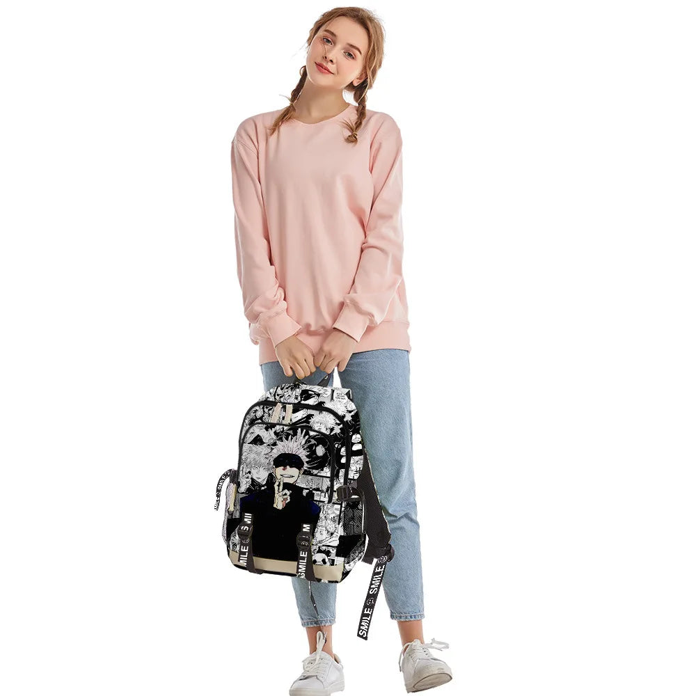 Sac à dos d'école Anime Satoru Gojo pour ordinateur portable, sac à dos pour garçons, filles, adolescents, sac d'école, sac de voyage, sac à bandoulière