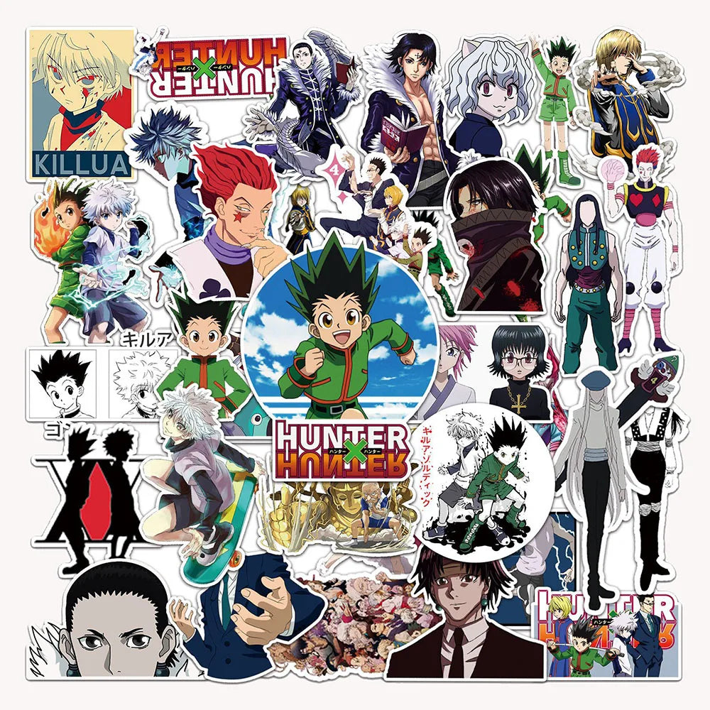 Lot de 50/100 autocollants dessin animé Attack On Titan Jujutsu Kaisen, autocollants imperméables pour skateboard, ordinateur portable, voiture, moto