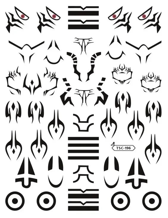 Autocollants 3D pour nail art, modèle coulissant, décorations pour ongles DIY, Jujutsu Kaisen, TSC-196