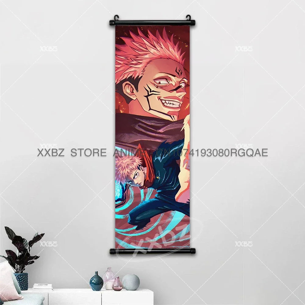 Jujutsu Kaisen Anime Poster Itadori Yuji Wall Art Fushiguro Megumi Room Decor Gojo Satoru Hanging Painting Nobara Scroll Picture