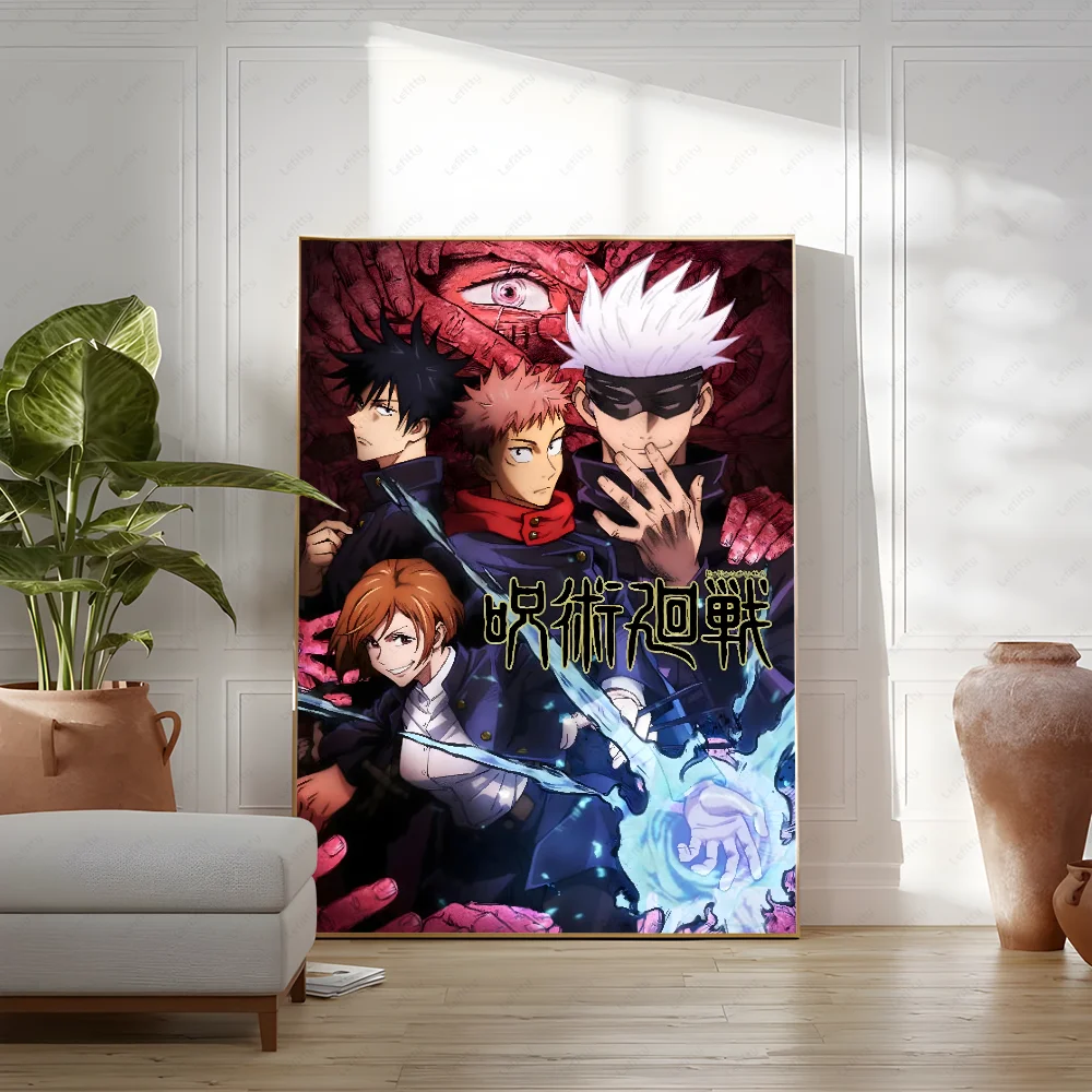 Poster Sticky Wall Art J-Jujutsu K-Kaisen Anime Printing Waterproof Home Living Bed Room Bar Aesthetic Decor