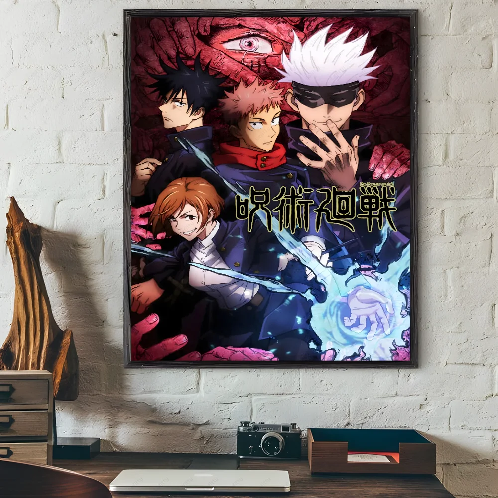 Poster Sticky Wall Art J-Jujutsu K-Kaisen Anime Printing Waterproof Home Living Bed Room Bar Aesthetic Decor