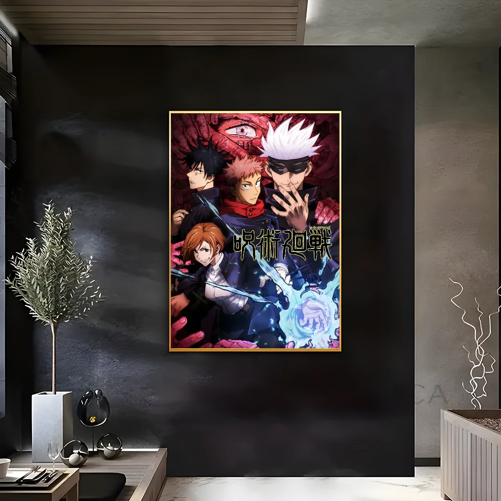 Poster Sticky Wall Art J-Jujutsu K-Kaisen Anime Printing Waterproof Home Living Bed Room Bar Aesthetic Decor