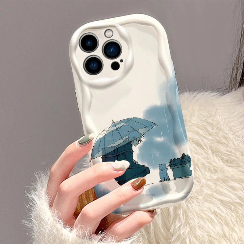 Coque de téléphone J-Jujutsu K-Kaisen Geto Gojo pour Apple iPhone 15 14 13 12 11 XS XR X Pro Max Plus Wave Oil Cover