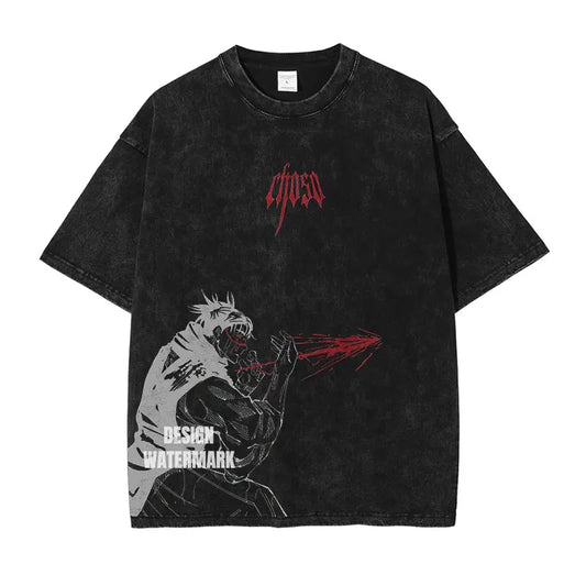 Anime J-Jujutsu K-Kaisen T Shirts Vintage Washed CHOSO T-shirt Oversize Short Sleeve Fushiguro Toji Gojo Saturo Itadori Tees Men - Jujutsu Kaisen Merch - Free Shipping Buy Now