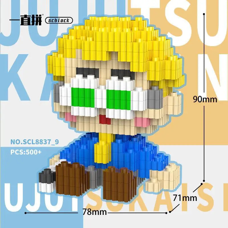 JX TOY Anime Jujustu Micro Bloc de Construction Ornements de Bureau à Collectionner Statue Gojo Satoru Poupée Itadori Yuji Bloc Fushiguro Megumi