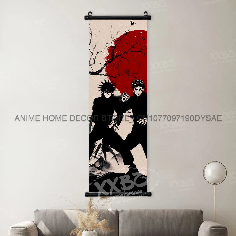 Jujutsu Kaisen Posters Gojo Satoru Canvas Scrolls Picture Panda Home Decoration Wall Artwork Fushiguro Megumi Hanging Painting
